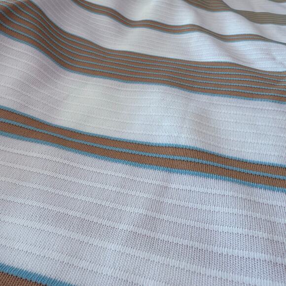 Vintage Stripe Fabric Poly Stretch Aqua Tan White 84 x 64 2 yards - Picture 4 of 9